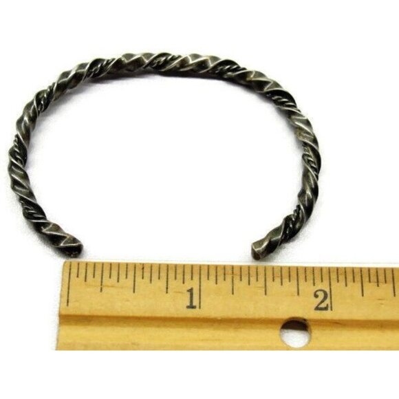 Big & Small Twisted Rope Combination Bangle Cuff Sterling Silver 925 Bracelet - Picture 5 of 8